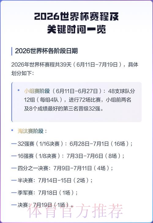 2026世界杯每日赛程详细安排最新时间表怎么查